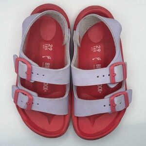 Birkenstock Mogami Kids Sandals Pink Purple Double Buckle Back Strap Size C11